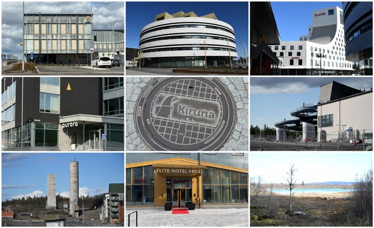 Ett collage av bilder p&aring; olika byggnader.