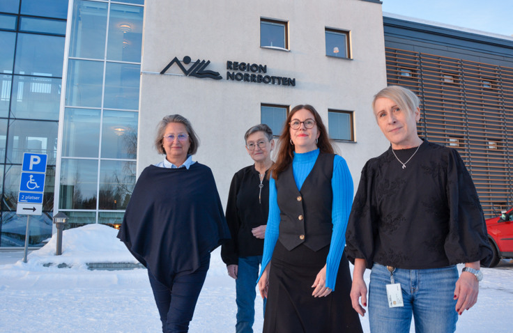 Fyra utredare framför Regionhuset i Luleå.