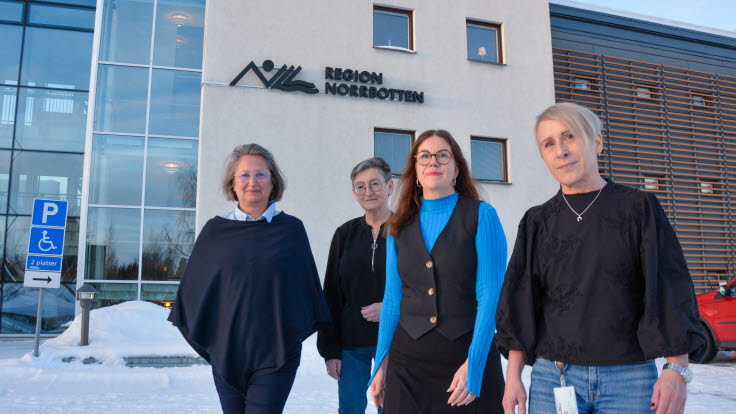 Fyra utredare framför Regionhuset i Luleå.