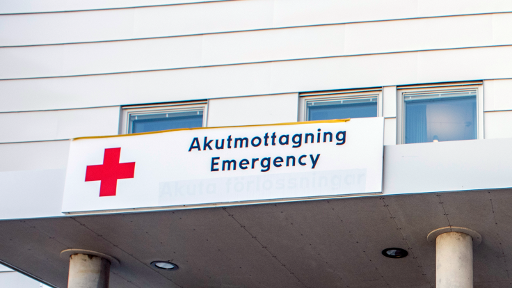 Skylt till entrén för akutmottagningen på Sunderby sjukhus
