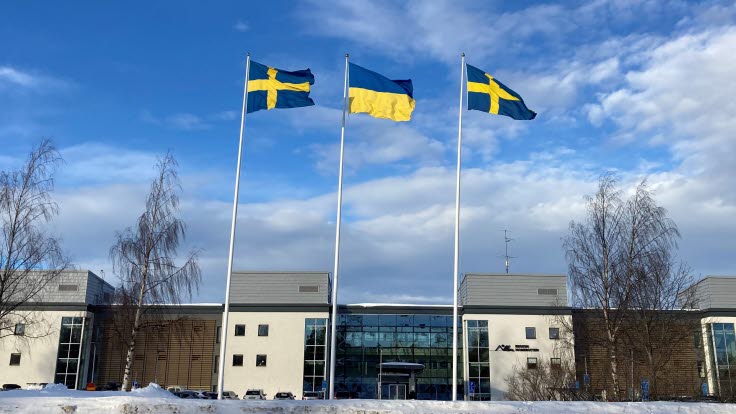 Flaggor utanför Regionhuset i Luleå.