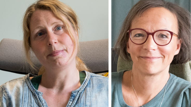 Maria i grönt och Sandra i blått, två av Region Norrbottens rehabkoordinatorer.