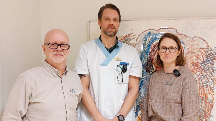 Tomas Landström, enhetschef öppenvården, Kennet Olofsson, enhetschef slutenvården och Sandra Keinström Rynbäck, verksamhetsområdeschef.